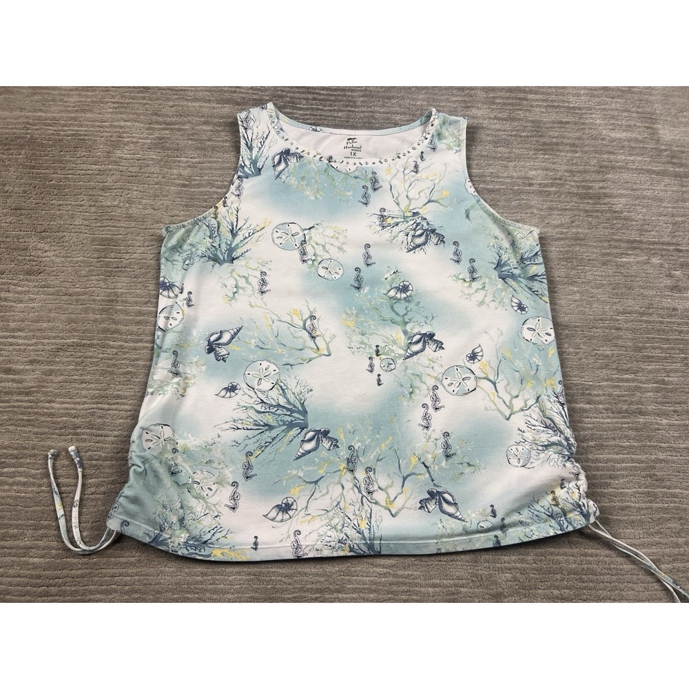 Palm Harbour Top Womens 1X Multicolor Sleeveless‎ Embellished Neckline Casual